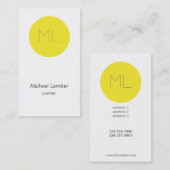 Minimalistisch modern Visitekaartje gele cirkel (Voorkant / Achterkant)