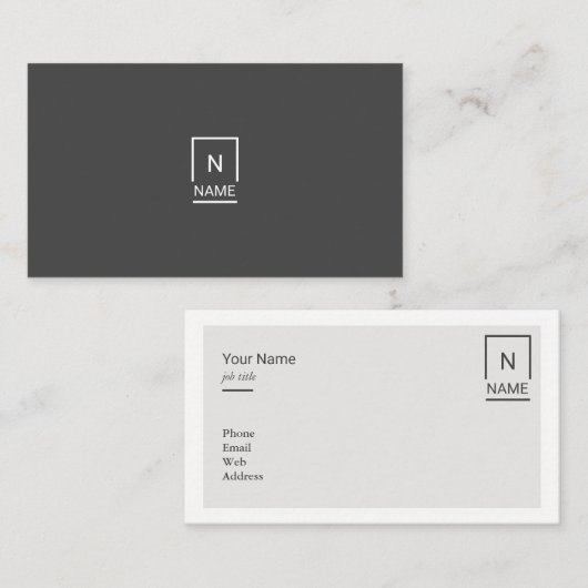 Minimalistisch modern Visitekaartje met zwarte ton (Voorkant / Achterkant)