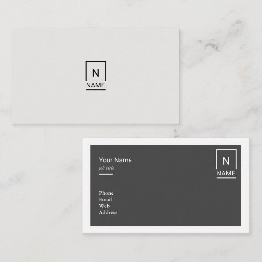 Minimalistisch modern Visitekaartje met zwarte ton (Voorkant / Achterkant)