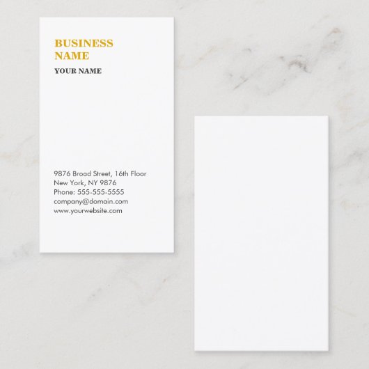 Minimalistisch modern visitekaartje wit en goud (Voorkant / Achterkant)