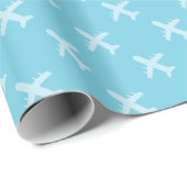 Minimalistisch modern vliegtuig Silhouette Pattern Cadeaupapier (Rol Hoek)