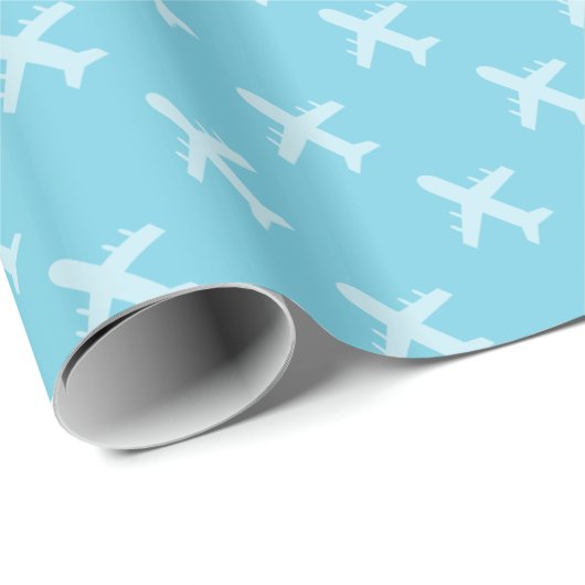 Minimalistisch modern vliegtuig Silhouette Pattern Cadeaupapier (Rol Hoek)