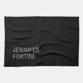 Minimalistisch Modern Voeg Jouw naam zwart grijs t Theedoek (Horizontaal)