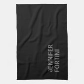 Minimalistisch Modern Voeg Jouw naam zwart grijs t Theedoek (Verticaal)