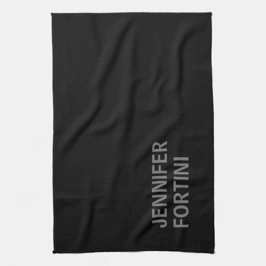 Minimalistisch Modern Voeg Jouw naam zwart grijs t Theedoek (Verticaal)