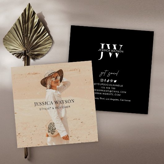 Minimalistisch modern, volledig fotofotograaf zwar vierkante visitekaartje