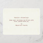 Minimalistisch modern, vrolijk kerstfeest met twee folie feestdagenkaart (Achterkant)