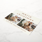 Minimalistisch modern, vrolijk kerstfeest met twee folie feestdagenkaart (Gedraaid)