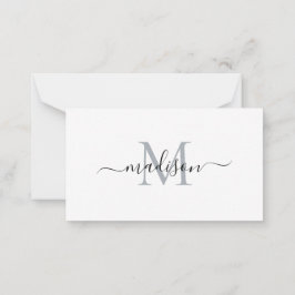 Minimalistisch modern vrouwelijk monogram script g notitiekaartje
