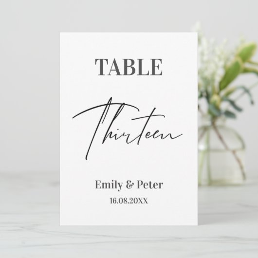 Minimalistisch modern WEDDING-DERDE tabelnummer Bedankkaart (Staand voorkant)