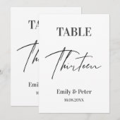 Minimalistisch modern WEDDING-DERDE tabelnummer Bedankkaart (Voorkant / Achterkant)