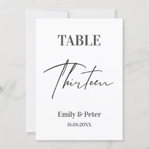 Minimalistisch modern WEDDING-DERDE tabelnummer Bedankkaart