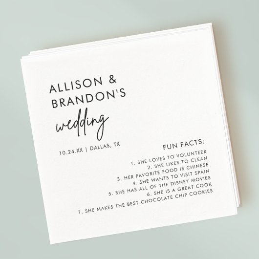 Minimalistisch Modern Wedding Fact Napkins Servet