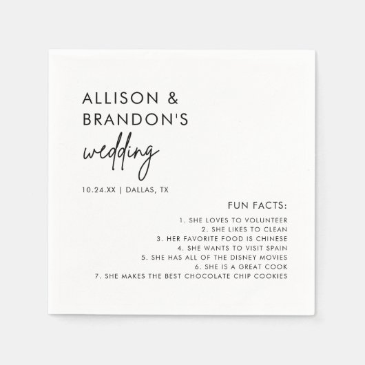 Minimalistisch Modern Wedding Fact Napkins Servet (Voorkant)