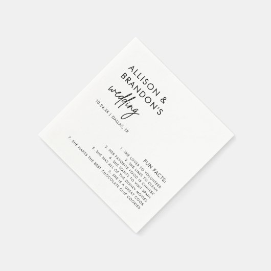 Minimalistisch Modern Wedding Fact Napkins Servet (Hoek)