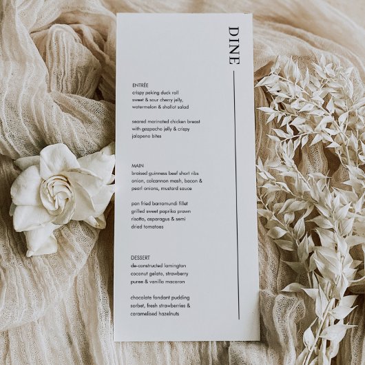 Minimalistisch Modern Wedding Menu en Menu Drinken