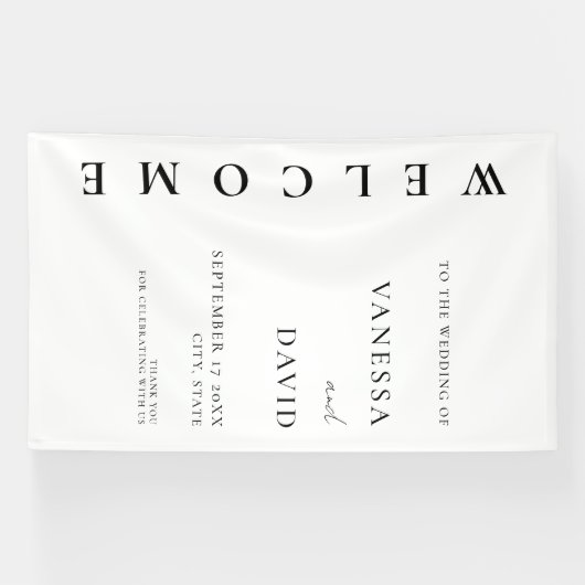 Minimalistisch Modern Wedding Welkom Spandoek (Horizontaal)
