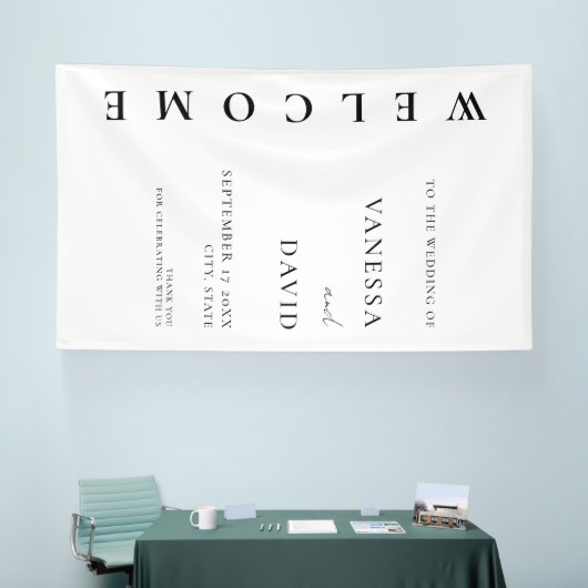Minimalistisch Modern Wedding Welkom Spandoek (Beurs)