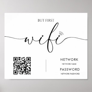 Minimalistisch Modern WiFi-wachtwoord Trouwbord Poster
