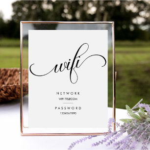 Minimalistisch Modern WiFi-wachtwoord Trouwbord Reclamebord Met Voetstuk