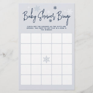 Minimalistisch modern winter Baby shower bingogame