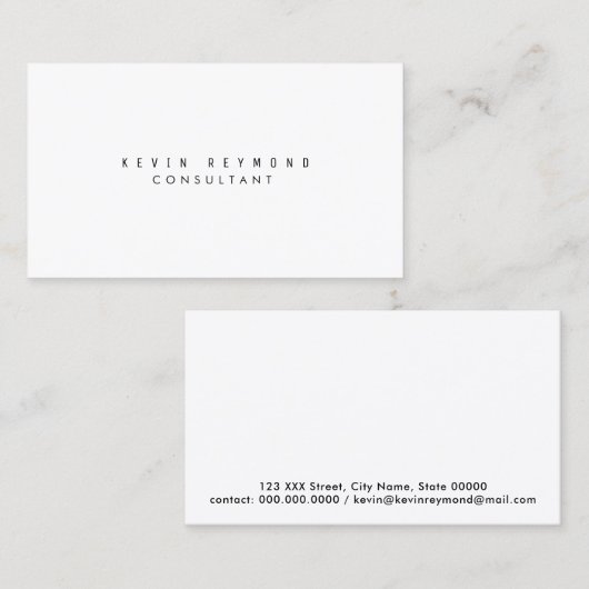 Minimalistisch modern wit basic professional visitekaartje (Voorkant / Achterkant)
