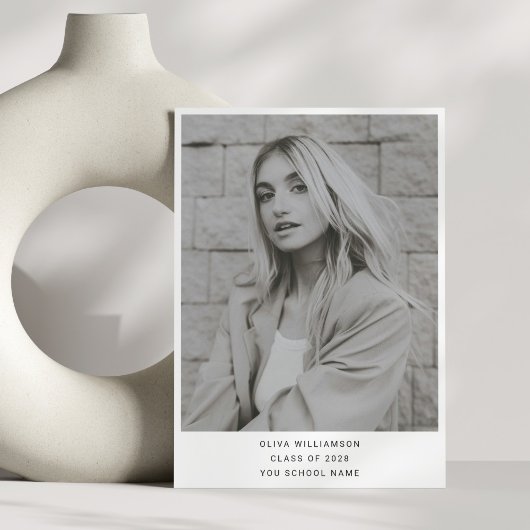 Minimalistisch Modern Wit Eenvoudig Foto Afstudere Aankondiging