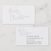 Minimalistisch modern, wit handgeschreven schaduws visitekaartje (Voorkant / Achterkant)