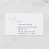 Minimalistisch modern, wit handgeschreven schaduws visitekaartje (Achterkant)