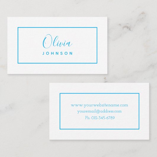 Minimalistisch modern wit hemelsblauw Visitekaartj Visitekaartje (Voorkant / Achterkant)