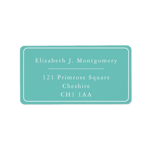 Minimalistisch modern, wit label met Blauwgroen re (Voorkant)