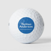 Minimalistisch Modern Wit op Blauw Golfballen (Voorkant)