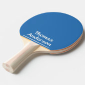 Minimalistisch Modern Wit op Blauw Tafeltennisbatje (Voorkant Gekanteld)