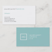 Minimalistisch modern wit & pastelblauw visitekaartje (Voorkant / Achterkant)