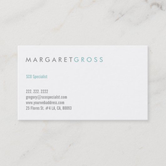 Minimalistisch modern wit & pastelblauw visitekaartje (Voorkant)