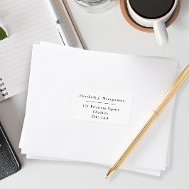 Minimalistisch modern, wit retouradres etiket