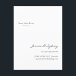 Minimalistisch modern wit script bewaar de datum briefkaart<br><div class="desc">Minimalistisch Modern Wit Script Bruiloft Save the Date Briefkaart</div>