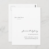 Minimalistisch modern wit script bewaar de datum briefkaart (Voorkant / Achterkant)