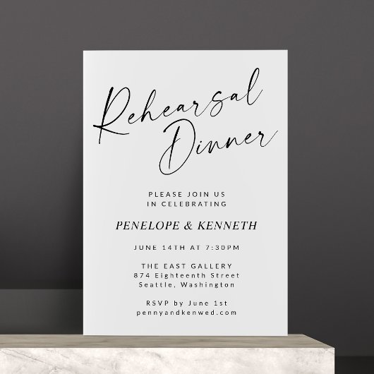 Minimalistisch modern wit script repetitief diner kaart