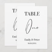 Minimalistisch modern wit WEDDING Eén tabelnummer Bedankkaart (Voorkant / Achterkant)