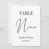 Minimalistisch modern wit WEDDING NINE-tabelnummer Bedankkaart (Voorkant)
