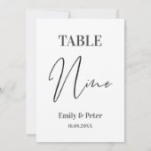 Minimalistisch modern wit WEDDING NINE-tabelnummer Bedankkaart (Achterkant)