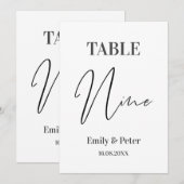 Minimalistisch modern wit WEDDING NINE-tabelnummer Bedankkaart (Voorkant / Achterkant)