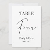 Minimalistisch modern wit WEDDING VIER tabelnummer Bedankkaart (Voorkant)
