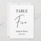 Minimalistisch modern, wit WEDDING VIJF tabelnumme Bedankkaart (Voorkant)