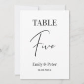 Minimalistisch modern, wit WEDDING VIJF tabelnumme Bedankkaart (Achterkant)