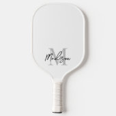 Minimalistisch Modern Wit Zwart Script Monogram Na Pickleball Paddle (Achterkant)