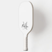 Minimalistisch Modern Wit Zwart Script Monogram Na Pickleball Paddle (Links)