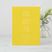 Minimalistisch Modern Yellow Save the Date Kaart (Staand voorkant)