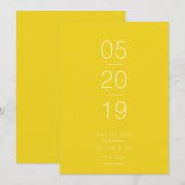 Minimalistisch Modern Yellow Save the Date Kaart (Voorkant / Achterkant)
